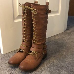 Brown lace up boots